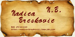 Nadica Brešković vizit kartica
